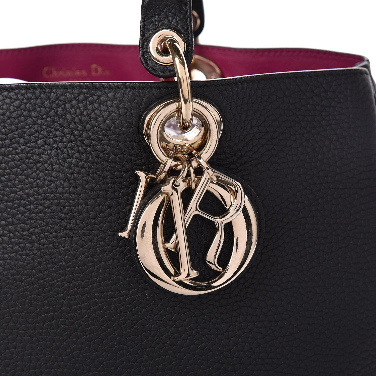 Christian Dior Bullcalf Medium Diorissimo Tote Black Rose Indien 14 of 14