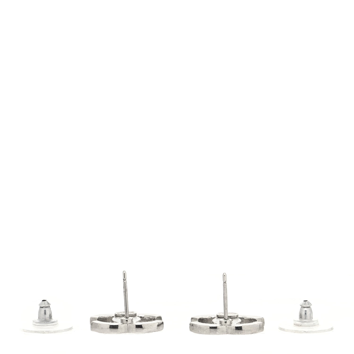 Chanel Crystal CC Earrings Silver 3 of 4