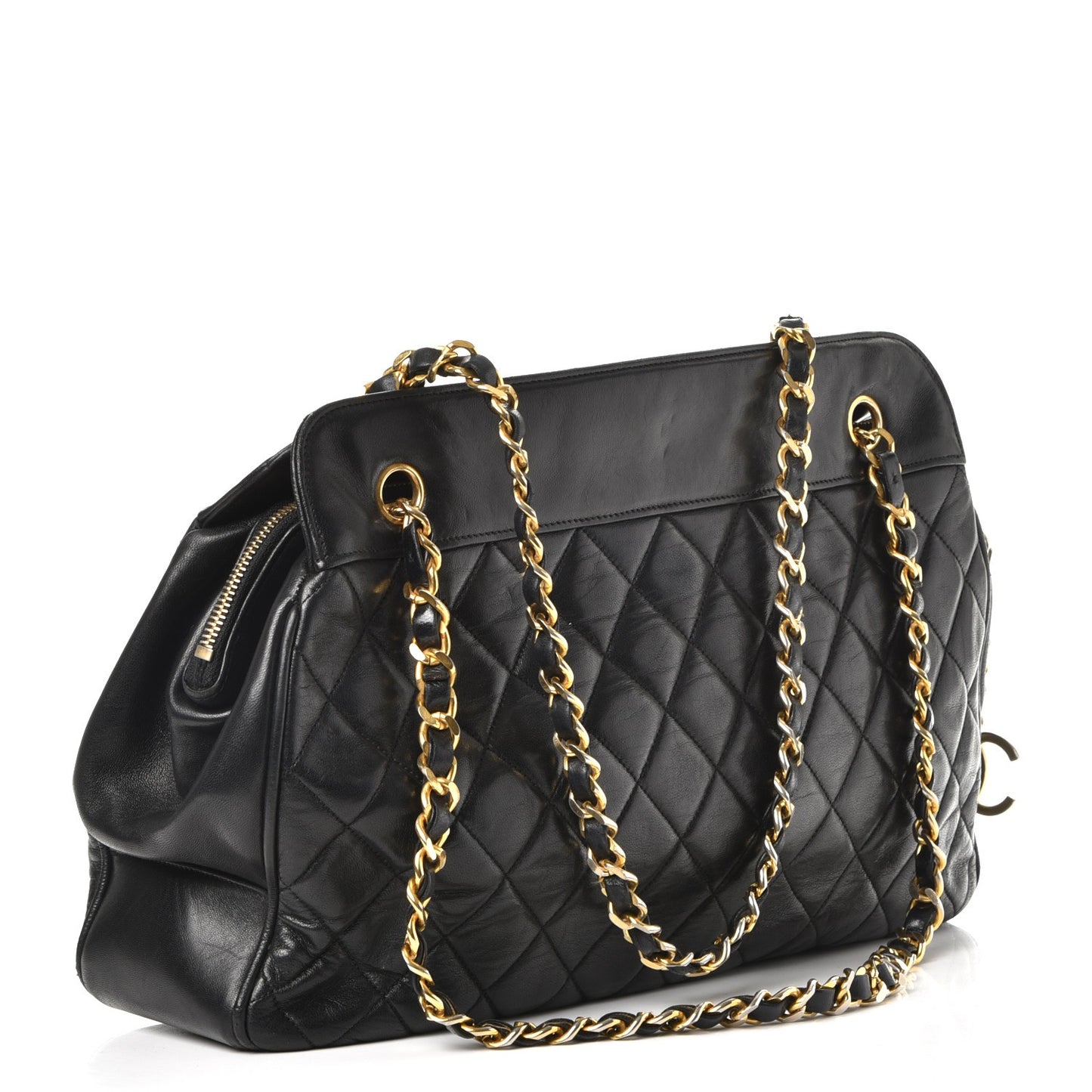 Lambskin Quilted Shoulder Bag Black