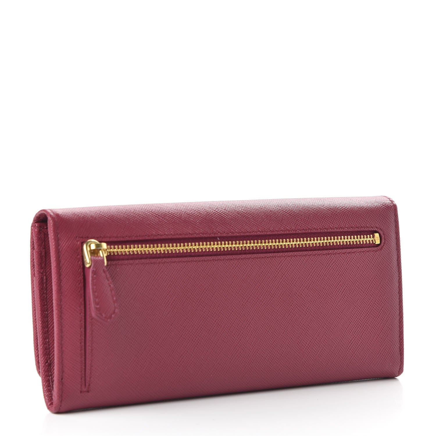 Prada Saffiano Metal Continental Flap Wallet Peonia 3 of 10