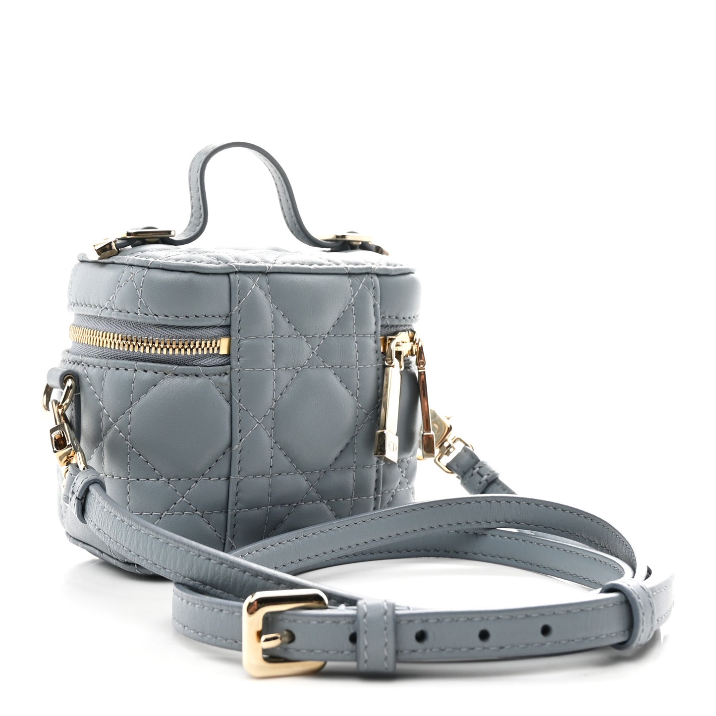 Lambskin Cannage Micro Lady Dior Vanity Case Cloud Blue