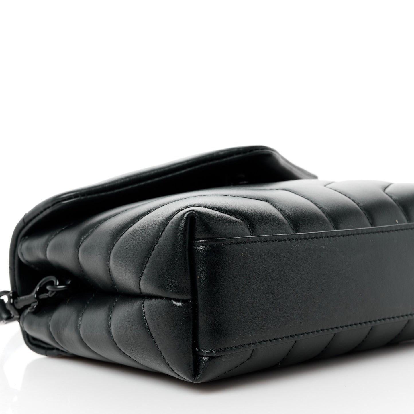 Calfskin Y Quilted Monogram Monochrome Toy Loulou Crossbody Bag Black