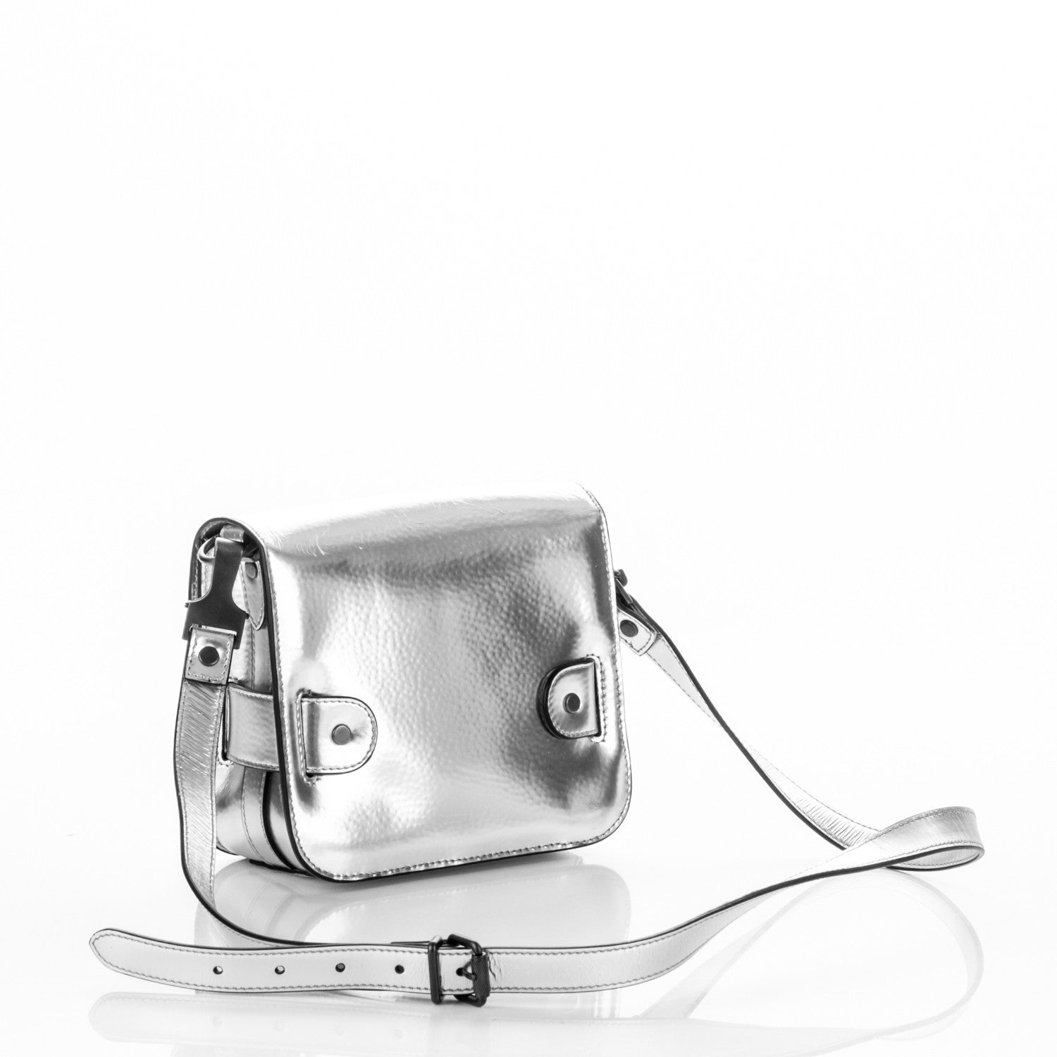 Proenza Schouler Metallic Patent Calfskin Tiny PS11 Shoulder Bag Silver 4 of 9