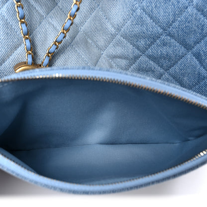 Chanel Washed Denim Quilted Medium Chanel 25 Handbag Blue 8 of 12