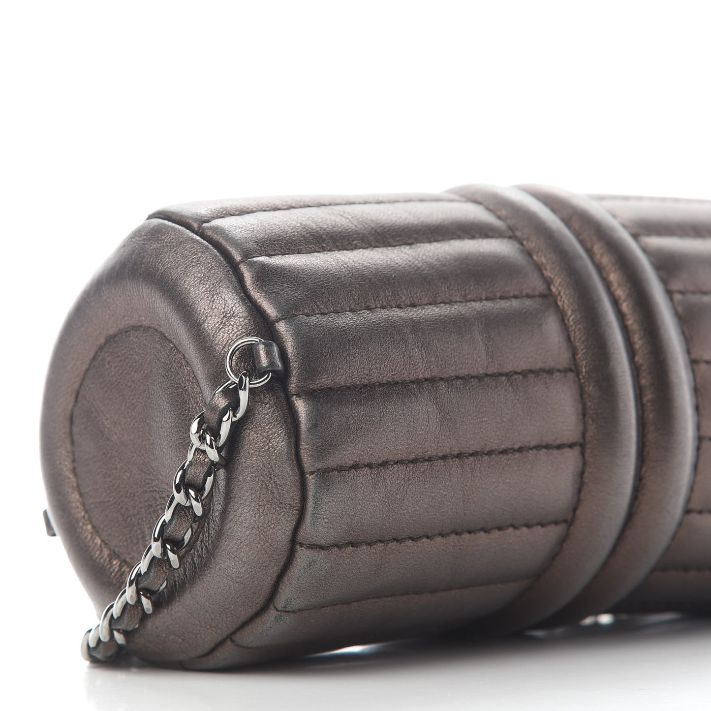 Metallic Lambskin Horizontal Quilt Pochette Bronze