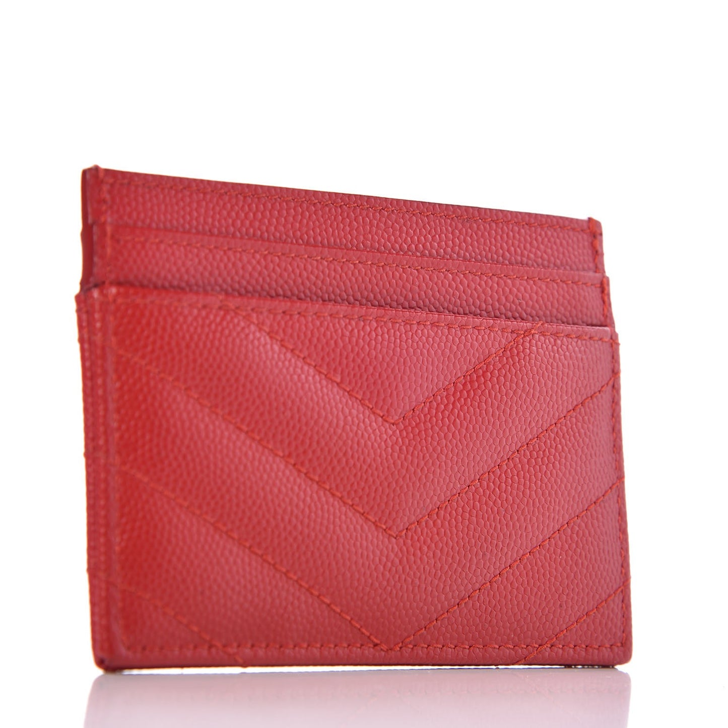 Grain De Poudre Matelasse Chevron Monogram Credit Card Case New Red