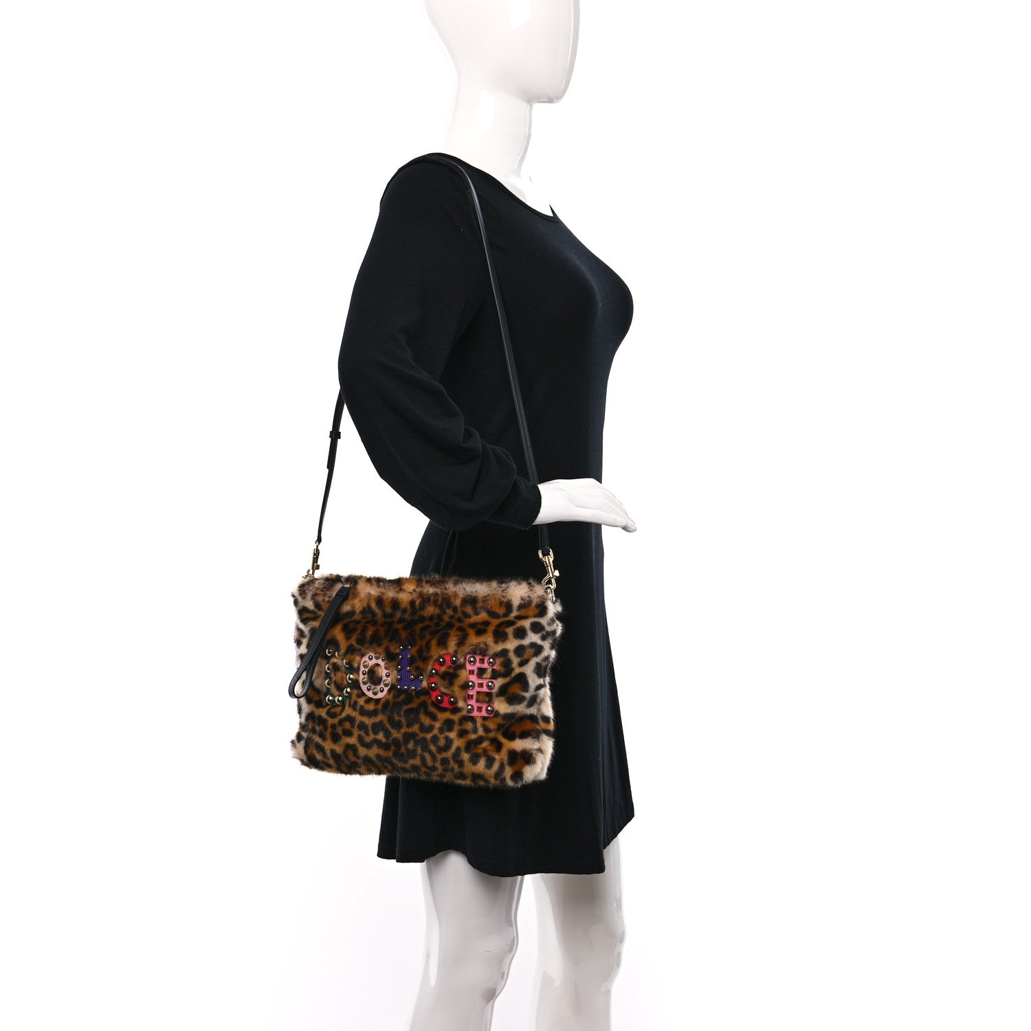 Dolce & Gabbana EcoFur Leopard Print Embellished Cleo Crossbody 3 of 8