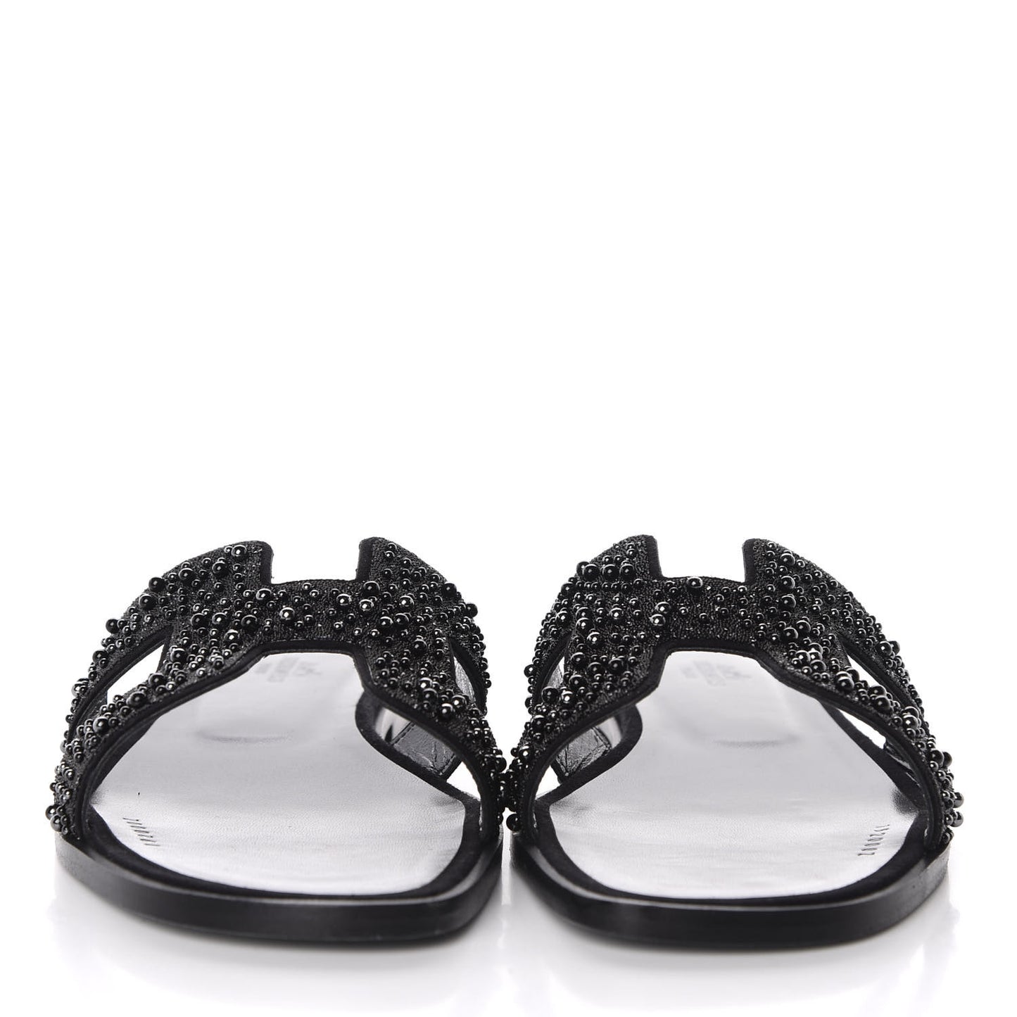 Goatskin Crystal Oran Sandals 39.5 Black