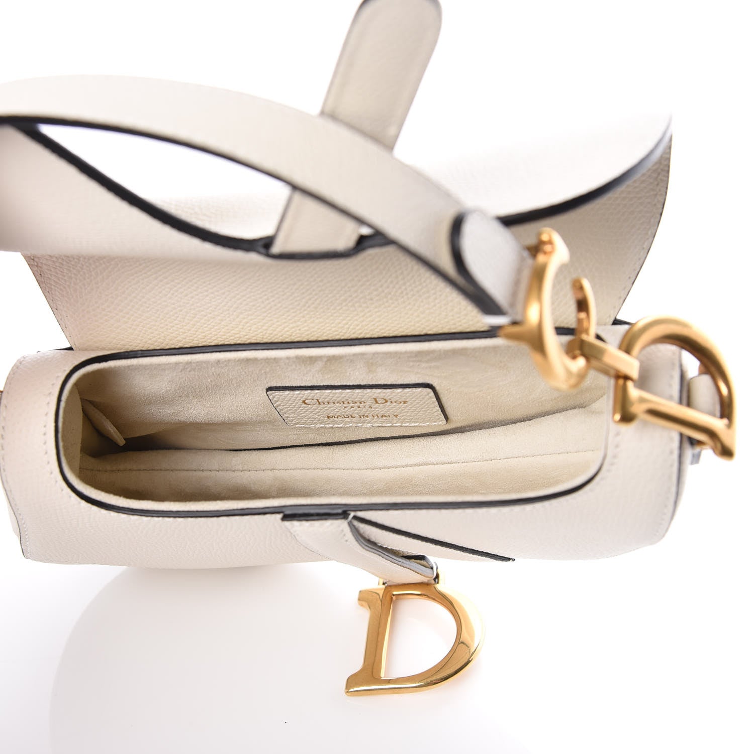 Christian Dior Grained Calfskin Mini Saddle Bag White 5 of 8