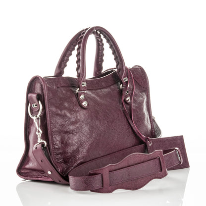 Balenciaga Agneau Classic Silver Hardware S City Violet Prune 3 of 8
