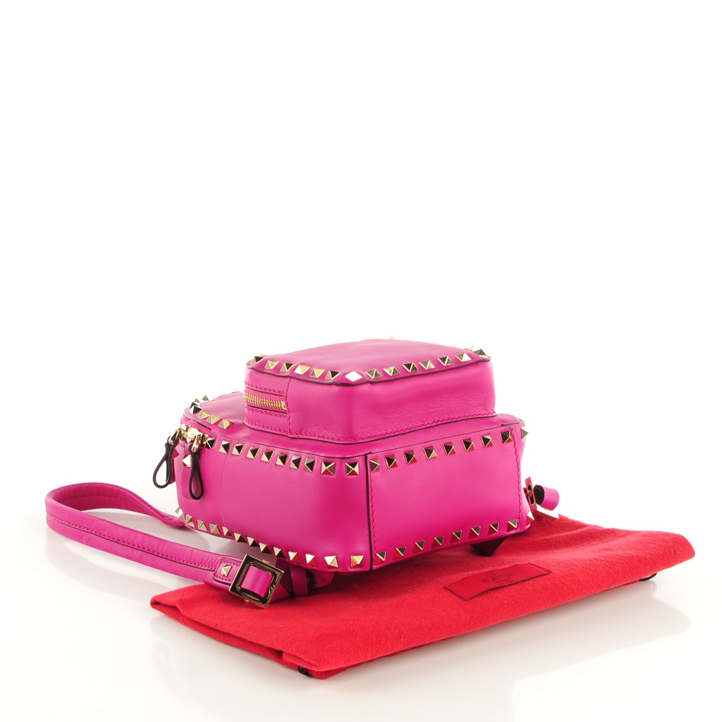 Calfskin Mini Rockstud Backpack Fuxia