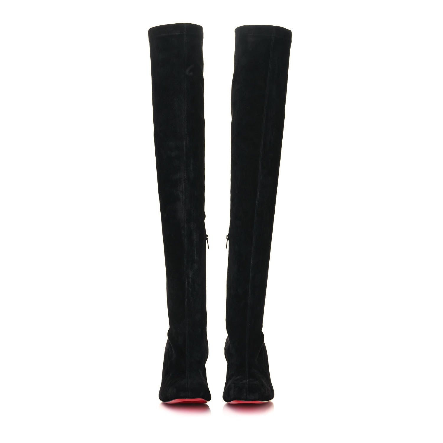 Christian Louboutin Veau Velours Spiked Study Stretch 55 Over The Knee Boots 39.5 Black 3 of 14