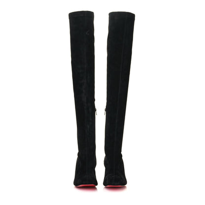 Christian Louboutin Veau Velours Spiked Study Stretch 55 Over The Knee Boots 39.5 Black 3 of 14
