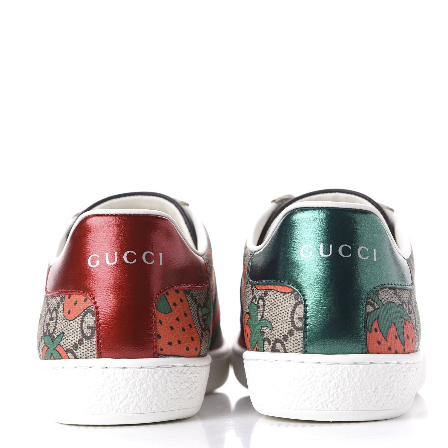 Gucci GG Supreme Monogram Strawberry Web Womens Ace Sneakers 36 Beige Multicolor Red Green 7 of 10