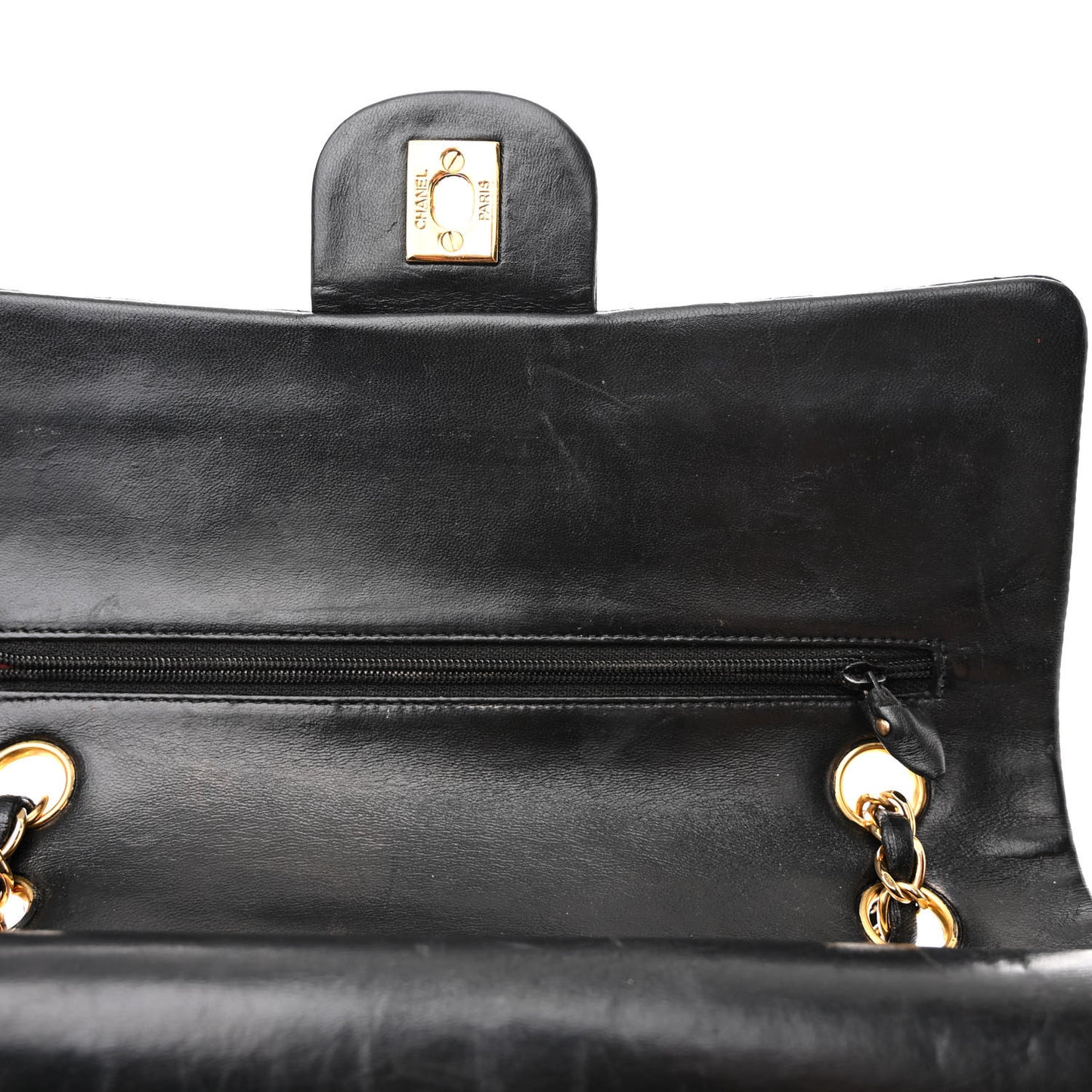 Lambskin Quilted Medium Double Flap Black