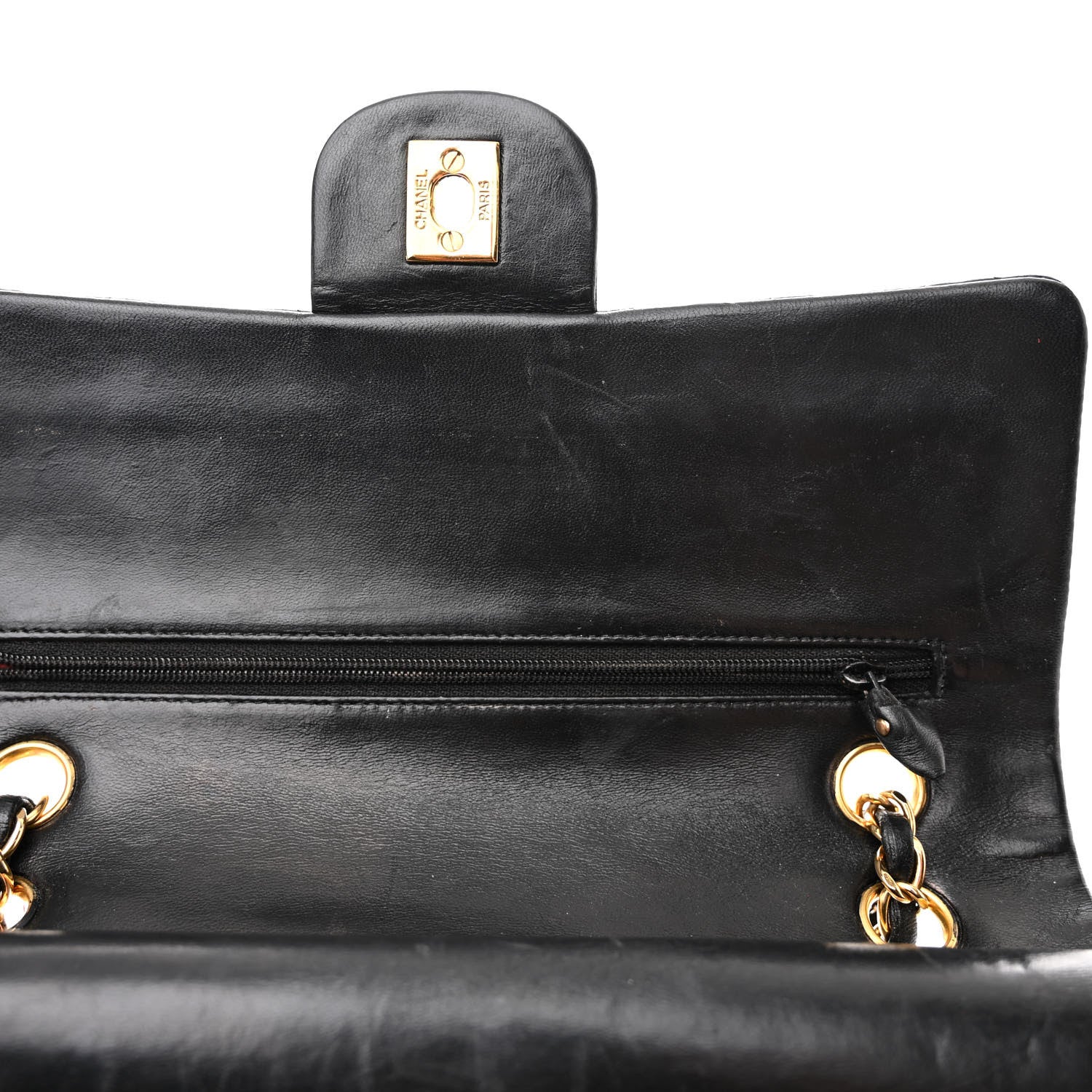 Chanel Lambskin Quilted Medium Double Flap Black 15 of 16
