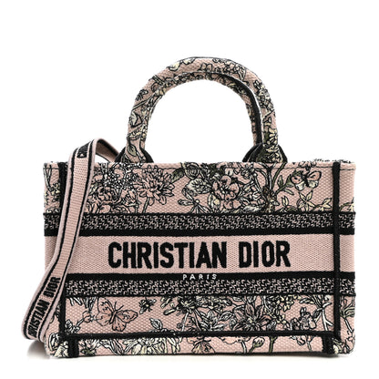 Christian Dior Canvas Embroidered Mini Book Tote With Strap Pink Multicolor 1 of 11