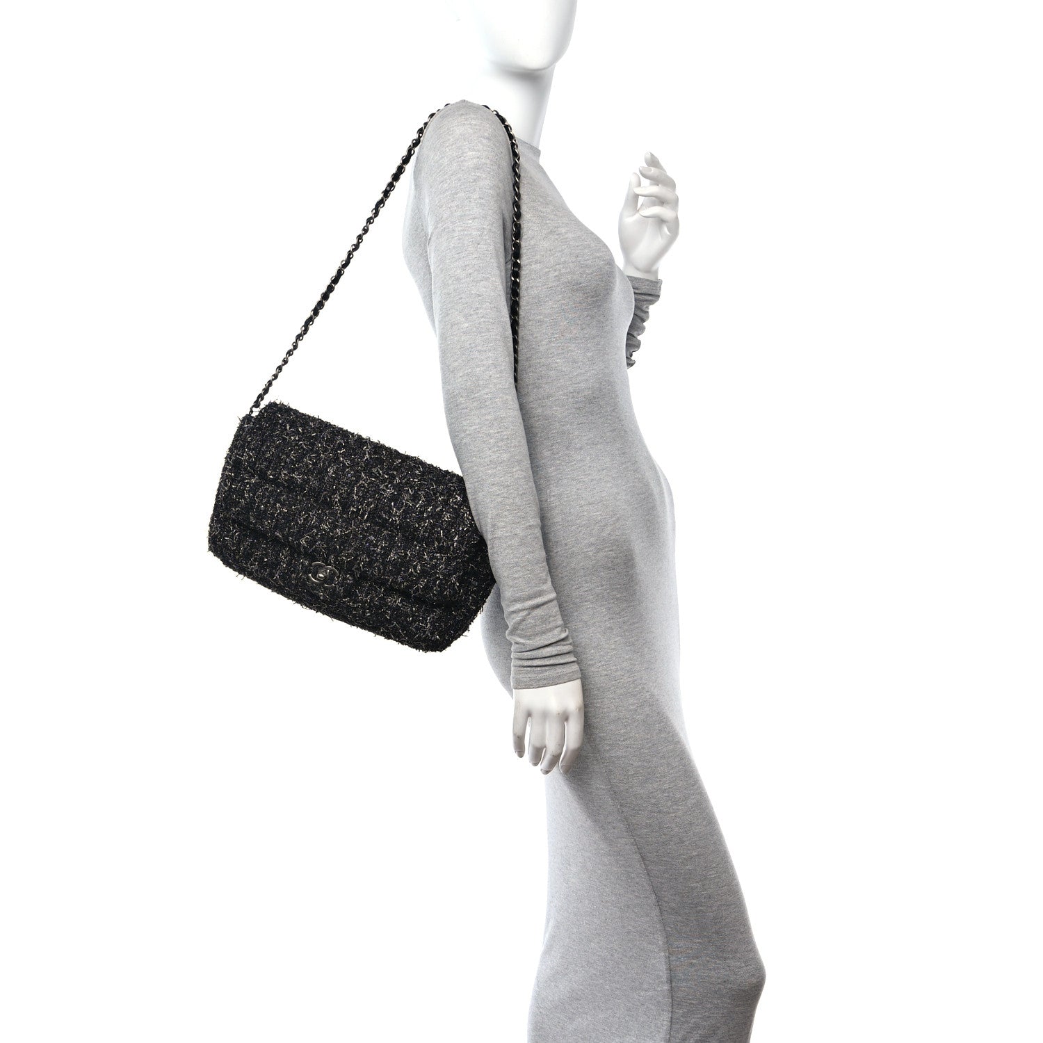 Chanel Glittered Tweed Quilted Jumbo Flap Multicolor 2 of 10