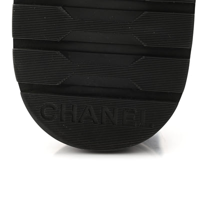Chanel Denim Calfskin Quilted Lace Up Combat Boots 37.5 Blue 7 of 11