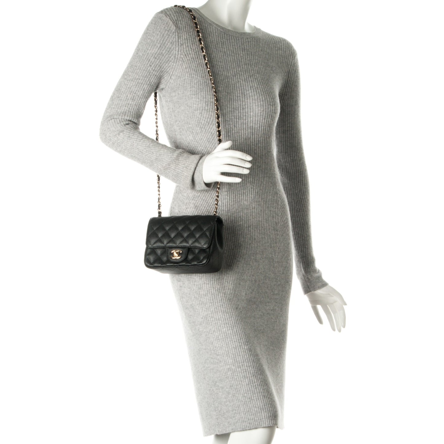 Caviar Quilted Mini Square Flap Black
