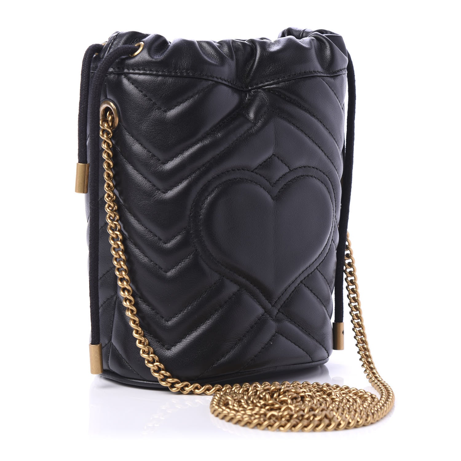 Gucci Calfskin Matelasse Mini GG Marmont 2.0 Bucket Bag Black 4 of 11