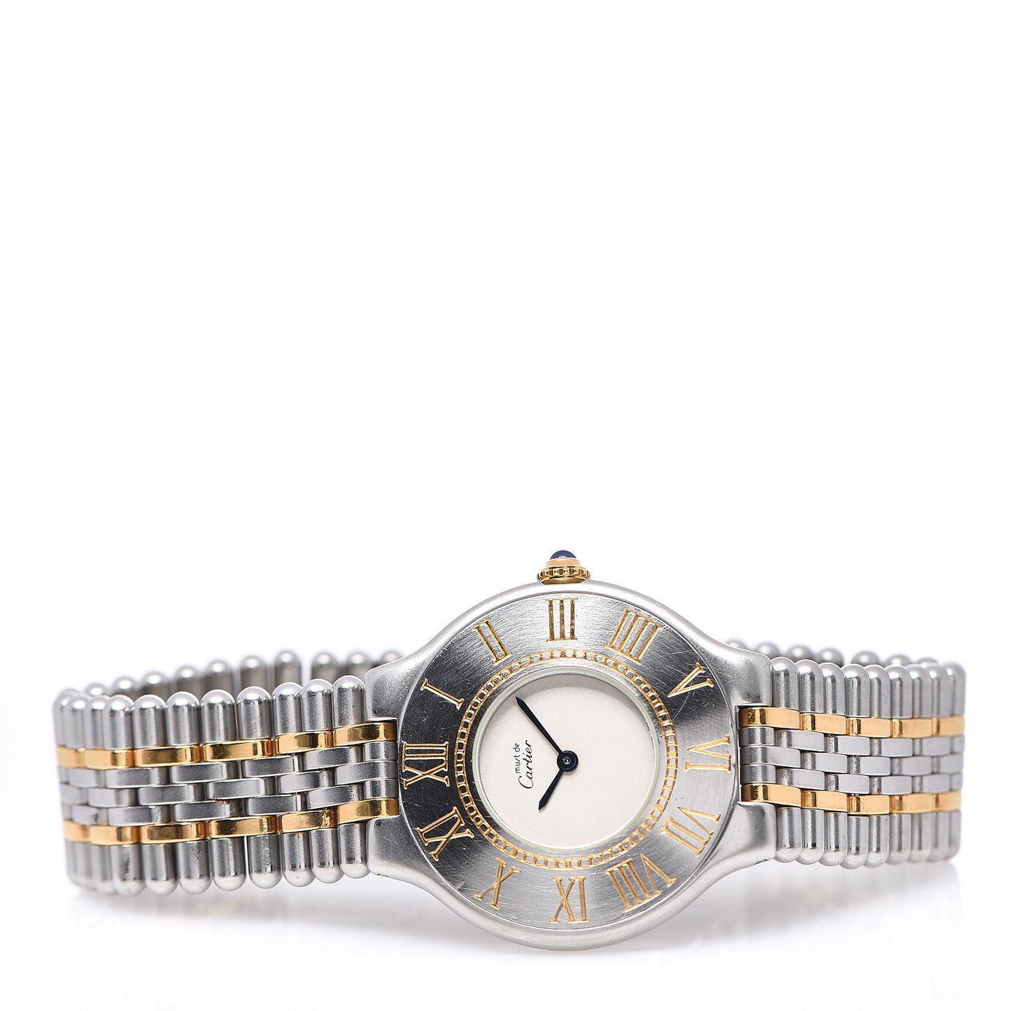 Stainless Steel 18K Yellow Gold 31mm Must De 21 Bullet Link Quartz Watch