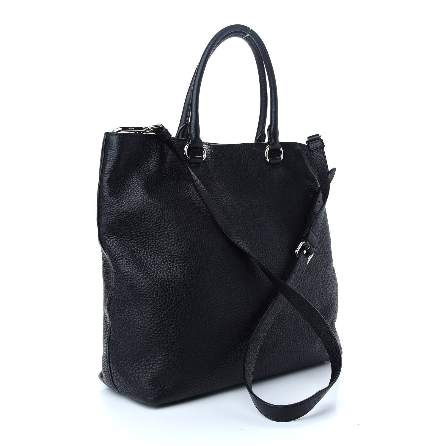 Prada Vitello Daino Shopping Tote Black 3 of 9