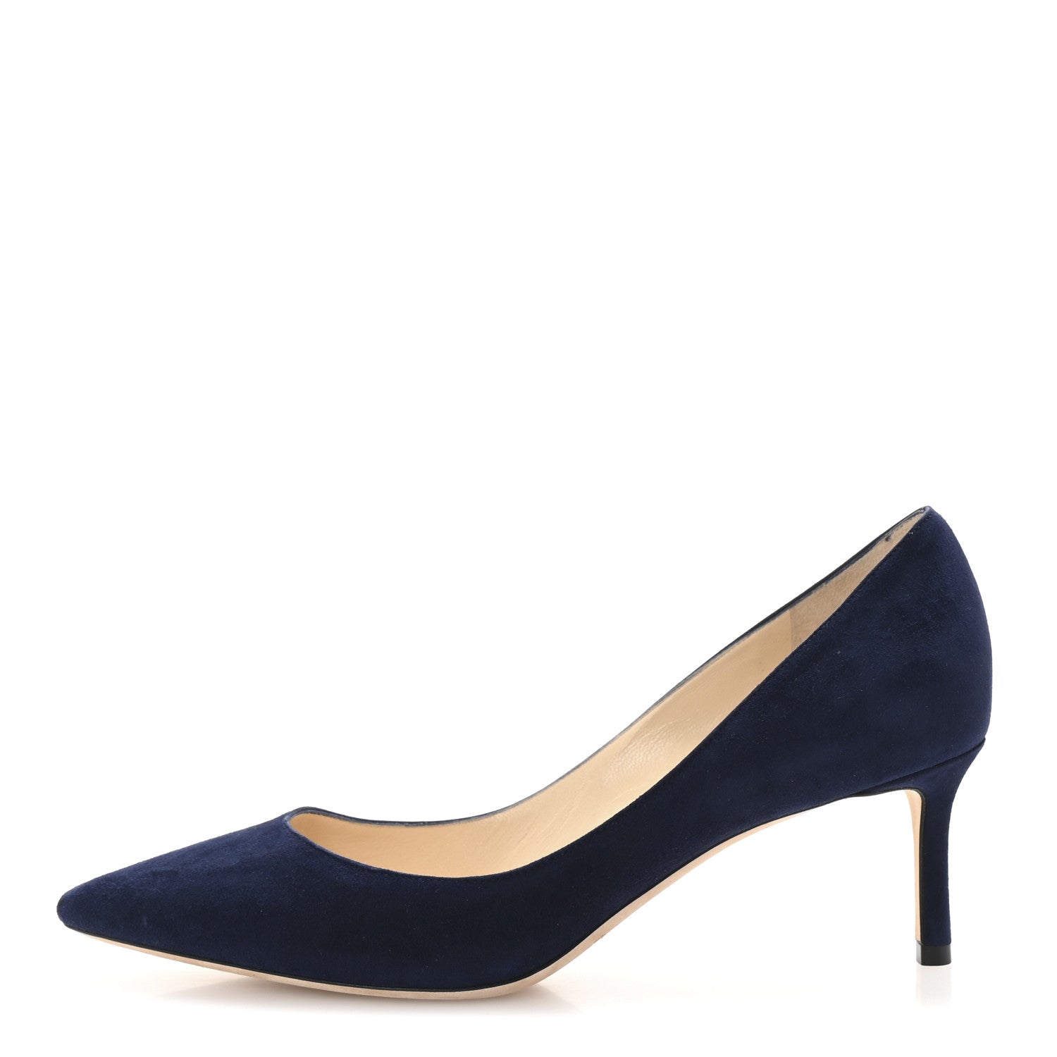 Jimmy Choo Suede Pointy Toe Romy 60 Pumps 38.5 Navy 1 of 9
