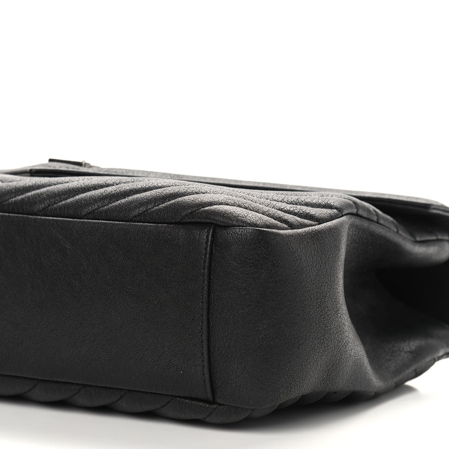Saint Laurent Sheepskin Matelasse Chevron Monogram Large College Satchel Black 12 of 12