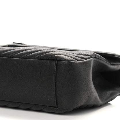 Saint Laurent Sheepskin Matelasse Chevron Monogram Large College Satchel Black 12 of 12
