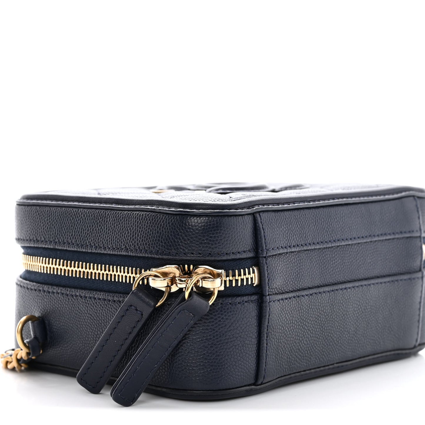 Caviar Quilted Small CC Filigree Vanity Case Navy