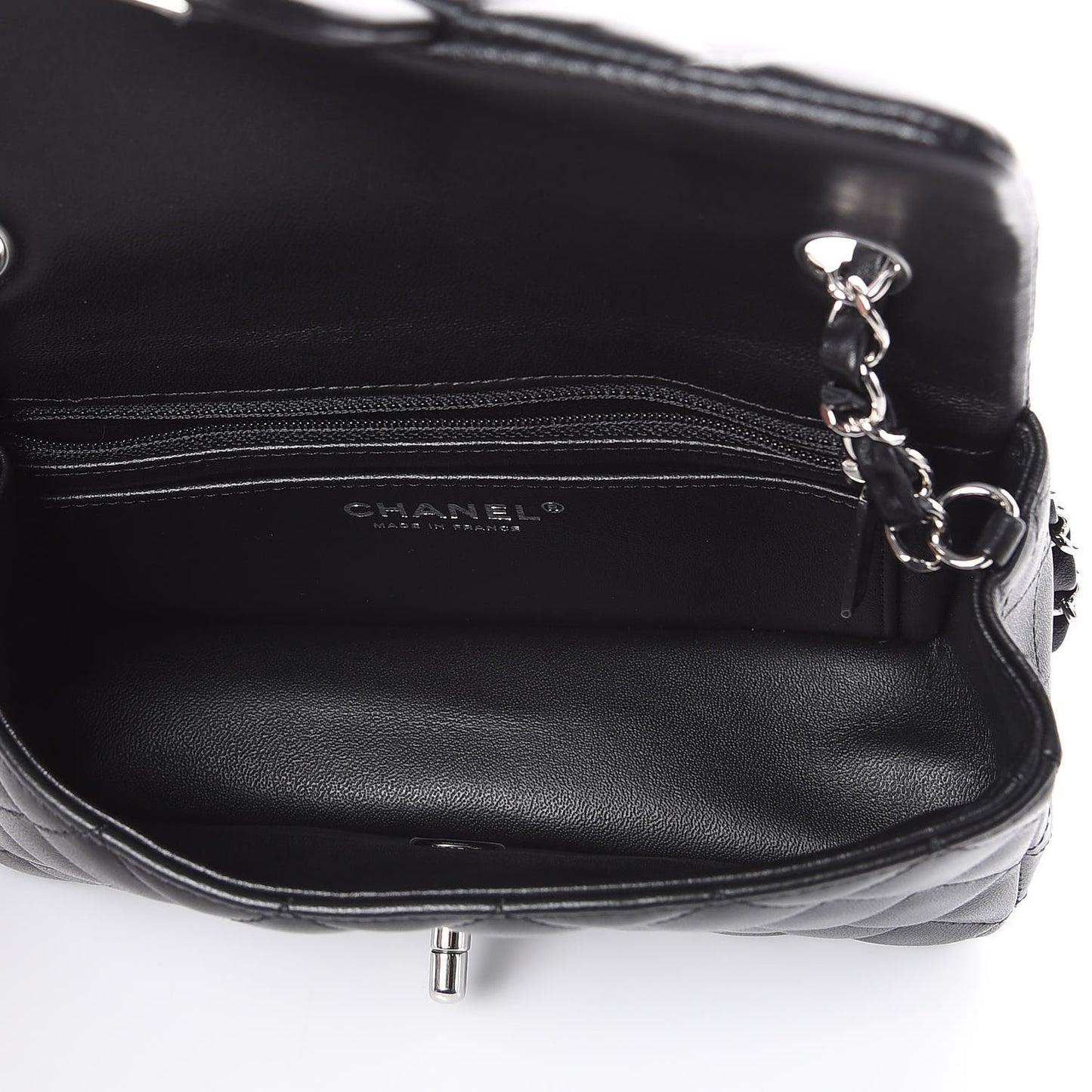 Lambskin Quilted Mini Rectangular Flap Black