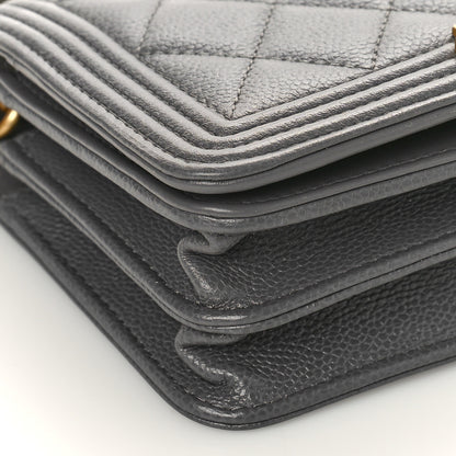 Chanel Caviar Quilted Mini Boy Wallet On Chain WOC Dark Gray 8 of 9
