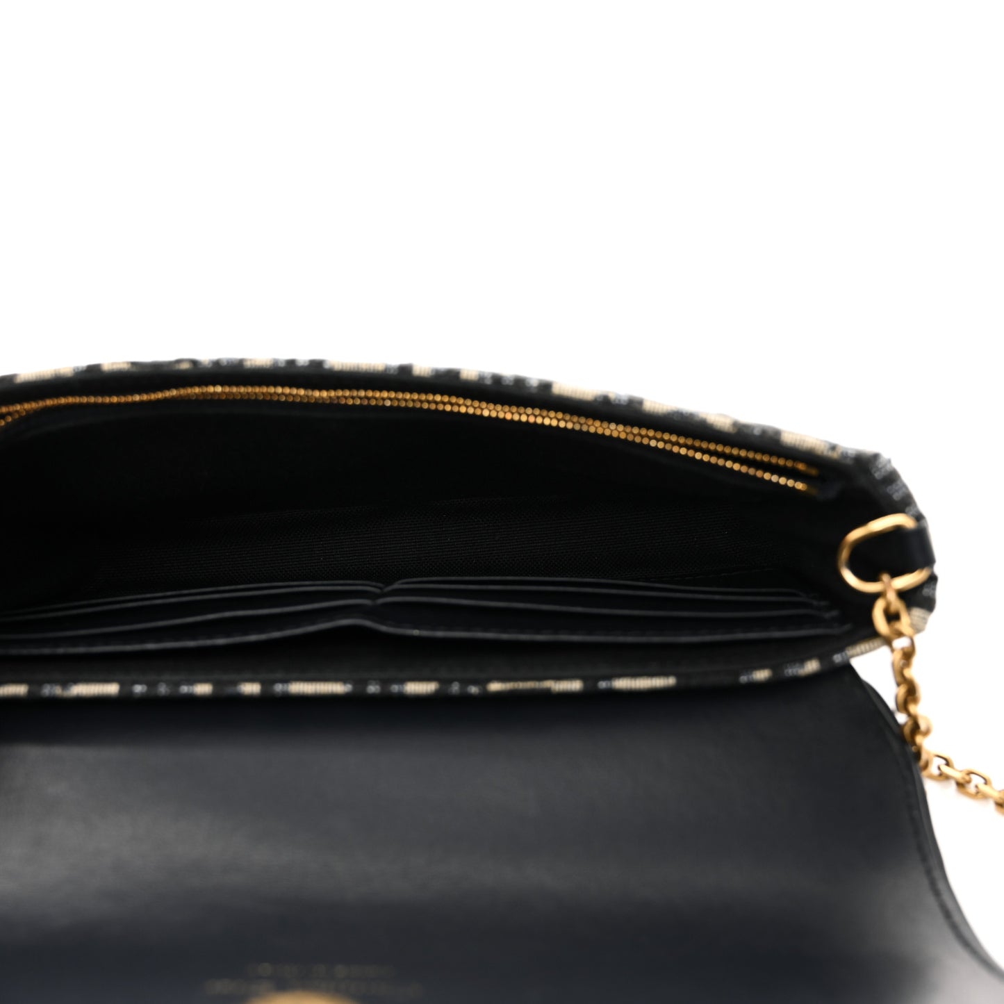 Oblique Smooth Calfskin Medium Saddle Pouch With Chain Blue