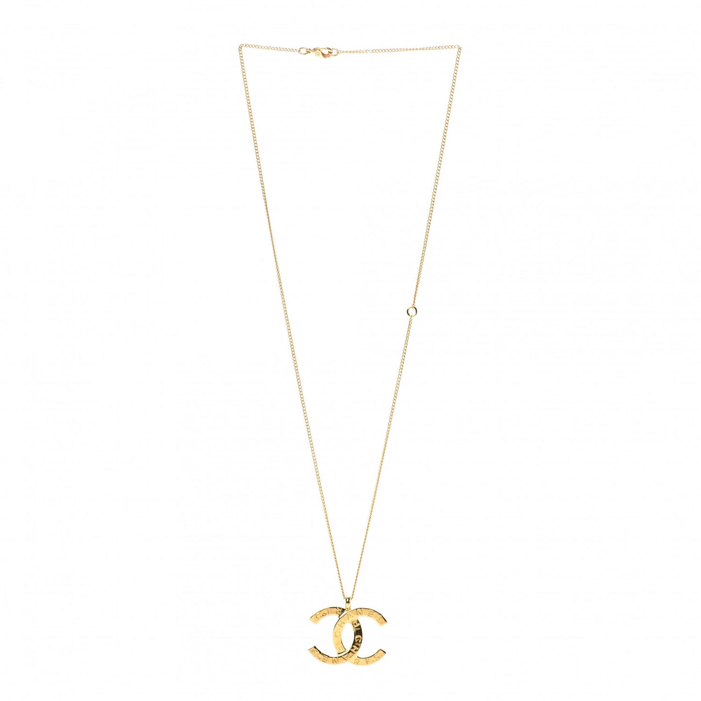 Metal CC Paris Button Necklace Gold