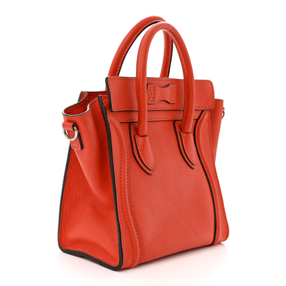 Celine Drummed Calfskin Nano Luggage Vermillion 3 of 11