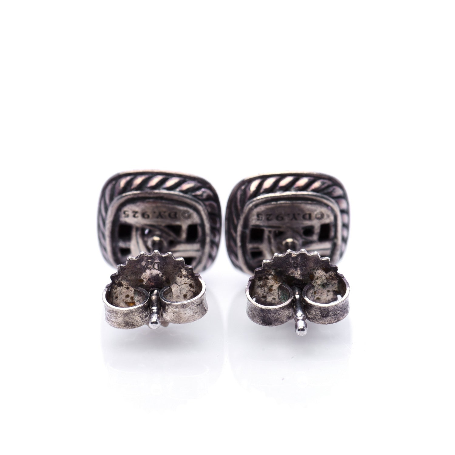 David Yurman Sterling Silver Diamond 5mm Pave Albion Earrings 3 of 6