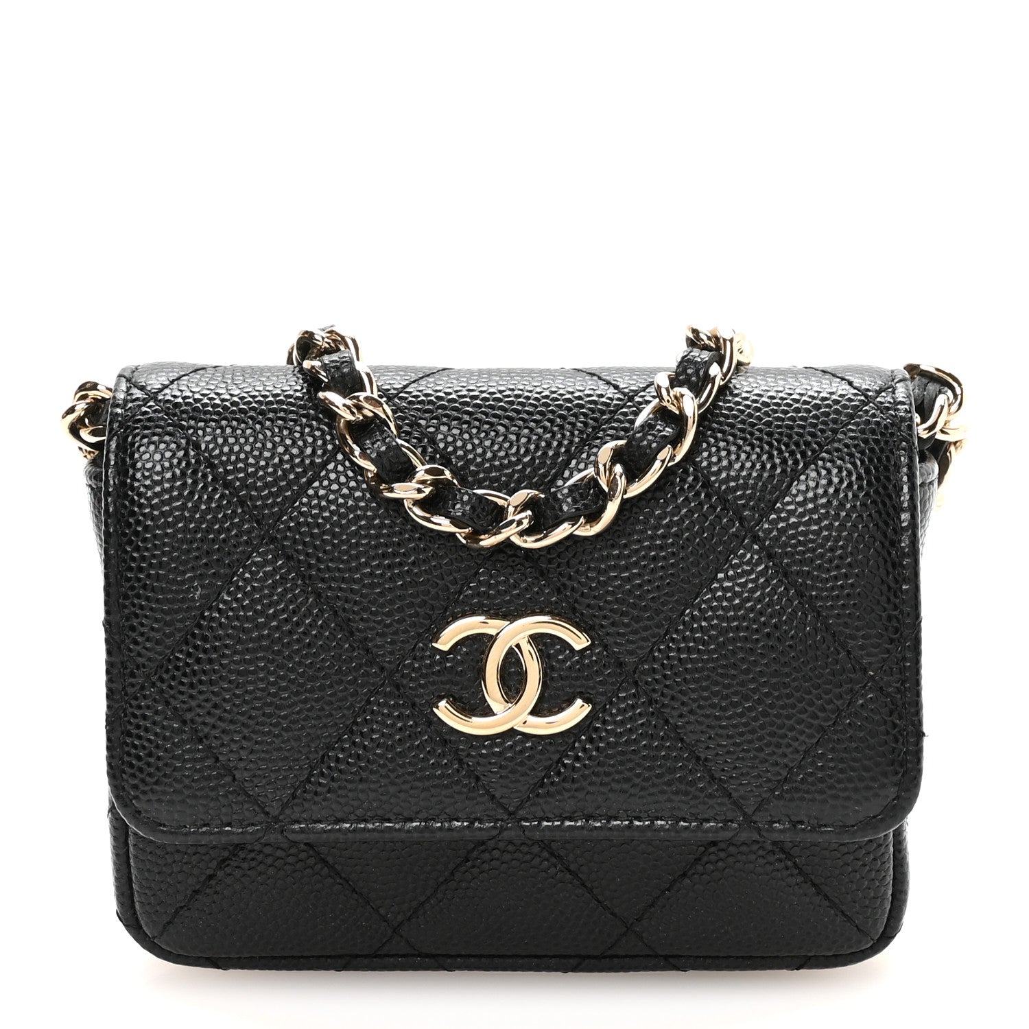 Chanel Caviar Quilted Belt Bag With Charms On Chain Black 1 of 12