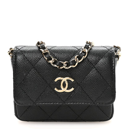 Chanel Caviar Quilted Belt Bag With Charms On Chain Black 1 of 12