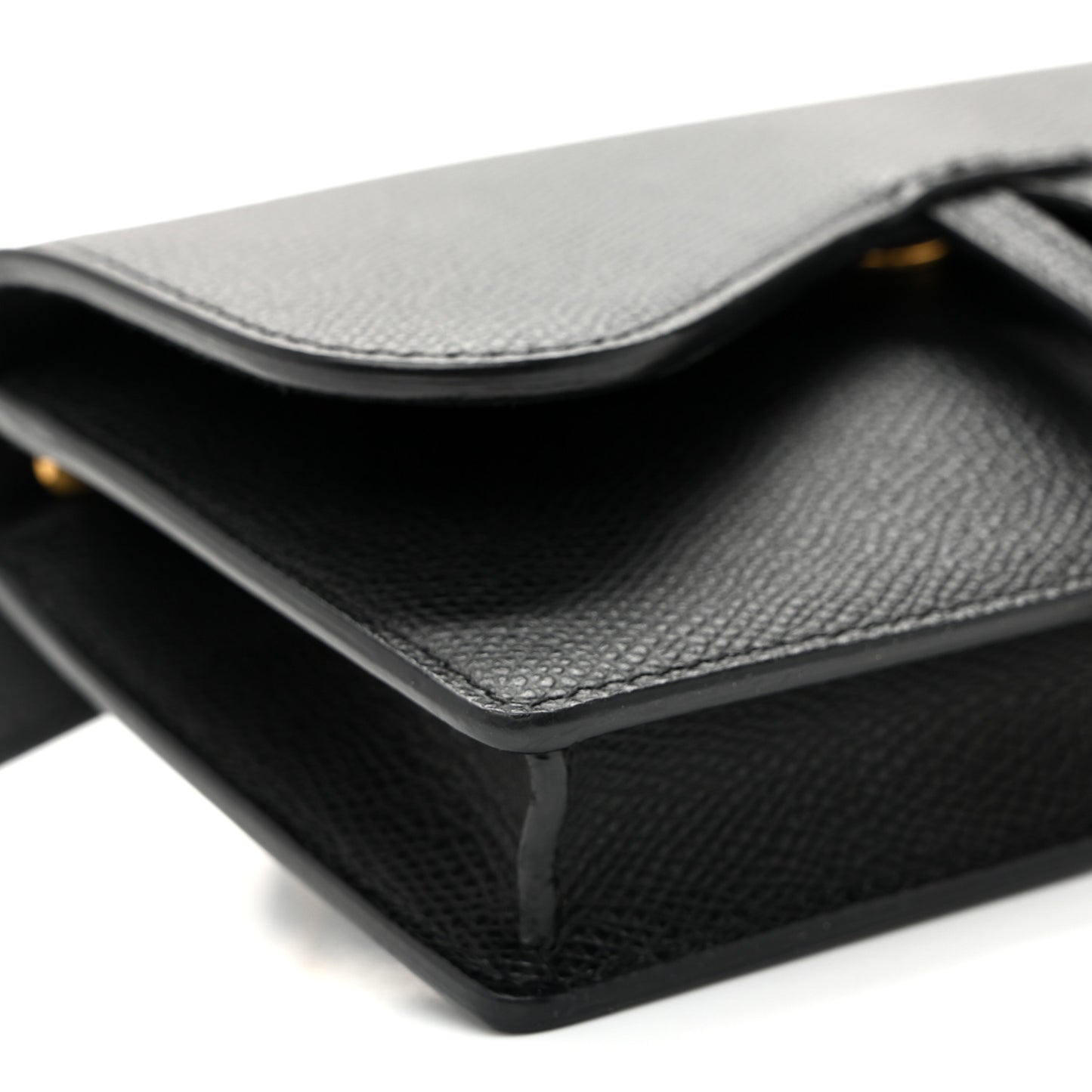 Grained Calfskin Saddle Belt Bag Black