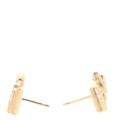 Chanel Crystal Pearl Signature Stud Earrings Gold 3 of 4