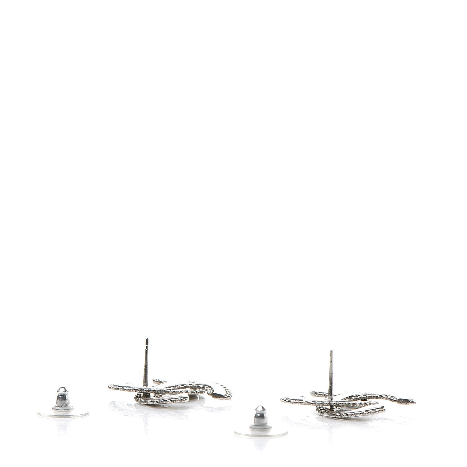 Chanel Scalloped CC Earrings Silver 3 of 5