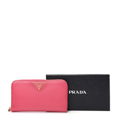 Prada Saffiano Triangle Zip Around Wallet Peonia 10 of 10