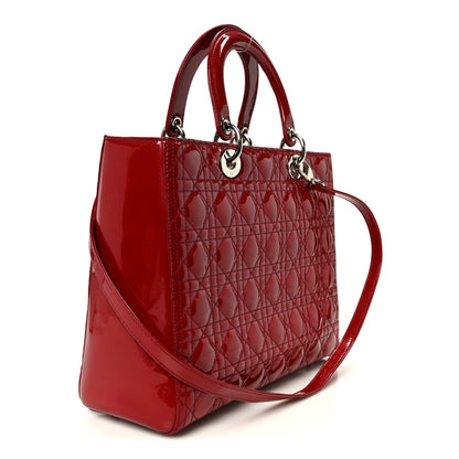 Christian Dior Patent Cannage Large Lady Dior Red 3 of 10