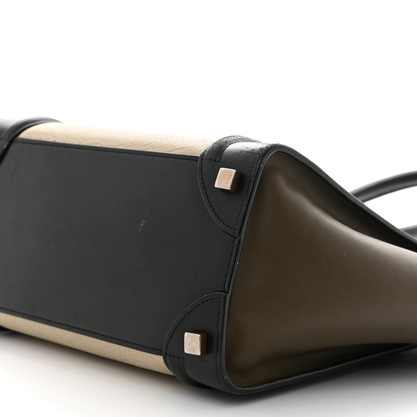 Textured Calfskin Micro Tri-Color Luggage Olive
