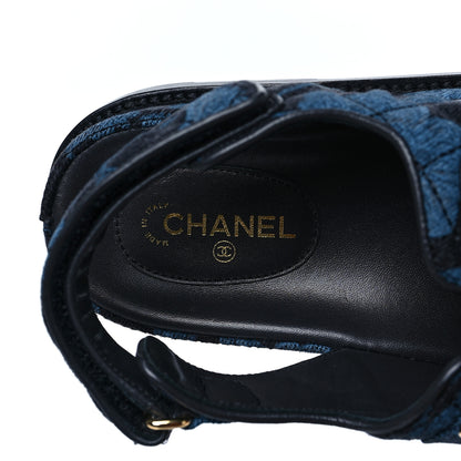Chanel Denim Velcro Dad Sandals 39 Dark Grey Blue Black 8 of 9