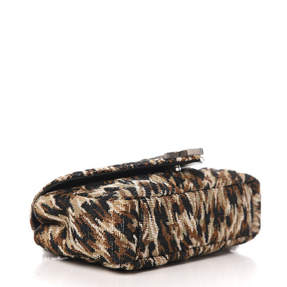 Saint Laurent Jacquard Leopard Matelasse Chevron Monogram Baby Chain Bag Black 3 of 13