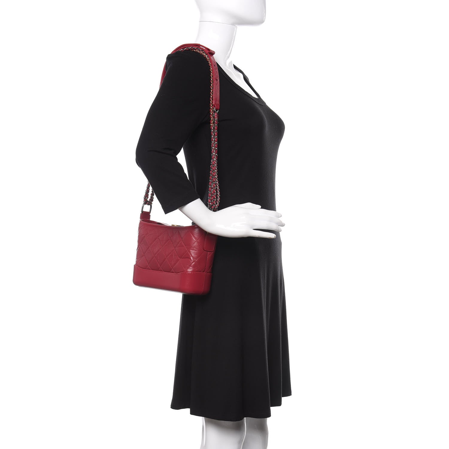 Chanel Aged Calfskin Quilted Small Gabrielle Hobo Dark Pink 2 of 10