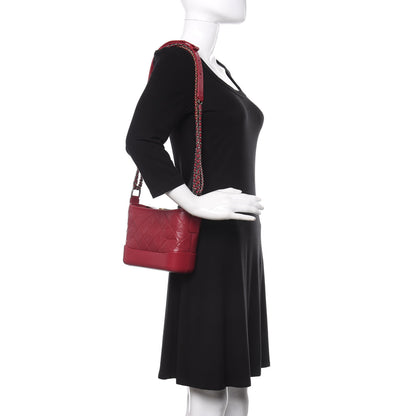 Chanel Aged Calfskin Quilted Small Gabrielle Hobo Dark Pink 2 of 10