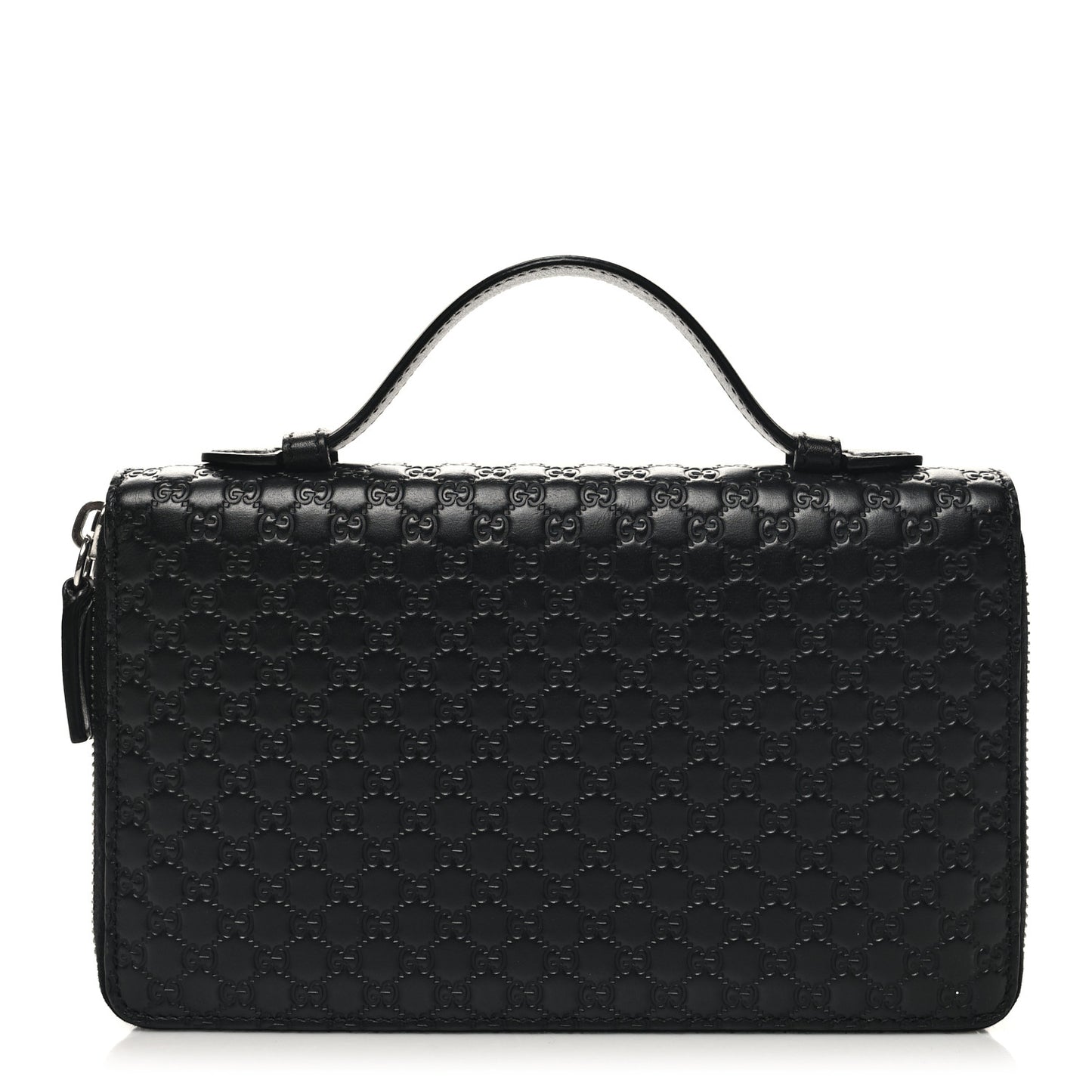 Microguccissima Zip Around Top Handle Travel Wallet Black